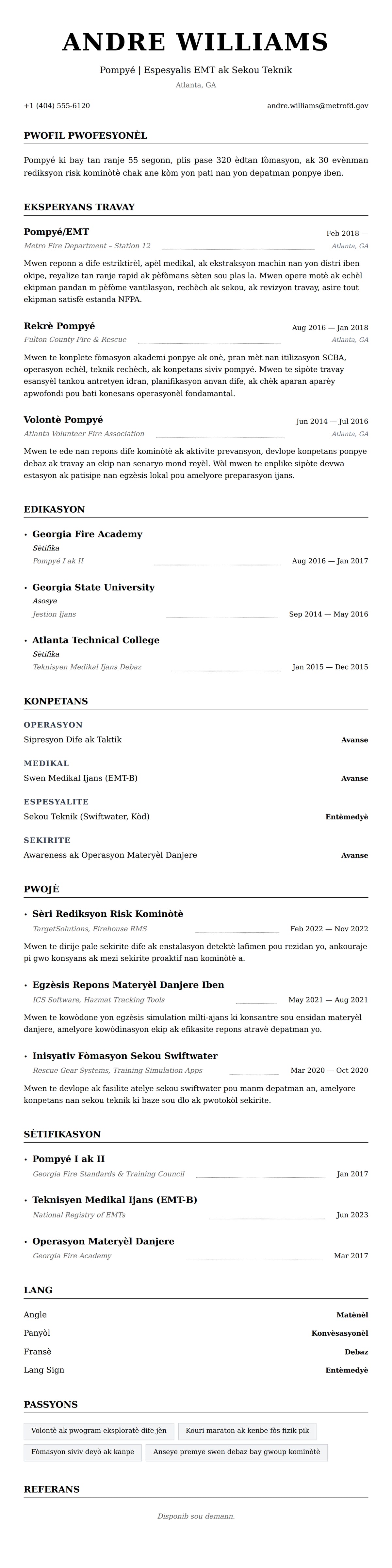 Premye gade rezime pou Egzanp Rezime Pou yon Pompyé