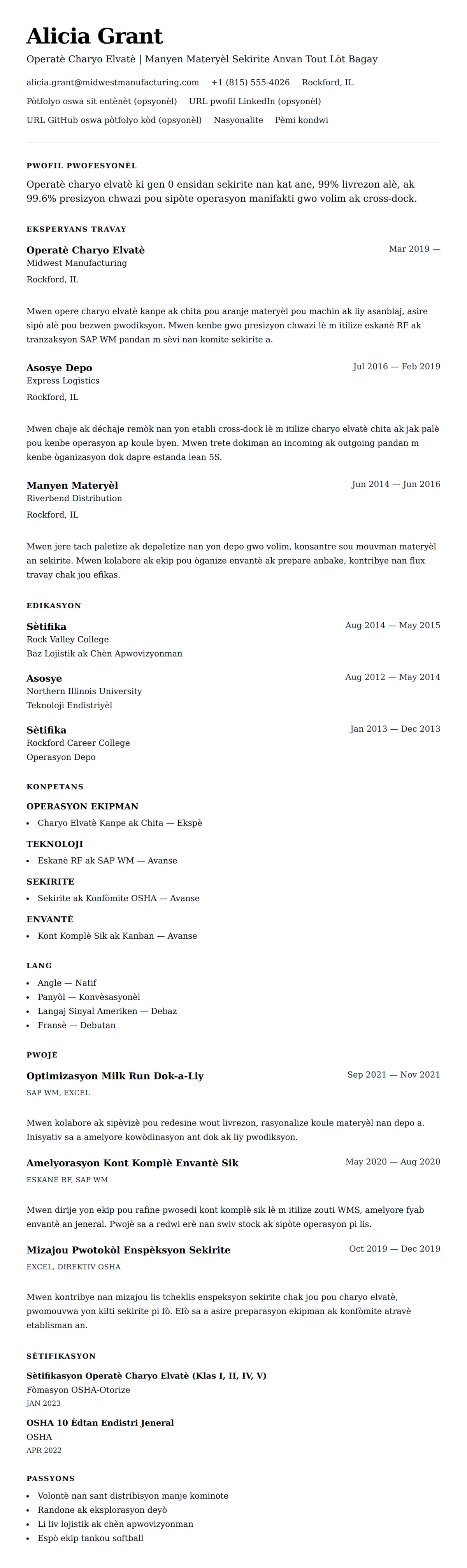 Premye gade rezime pou Egzanp Rezime Operatè Charyo Elvatè