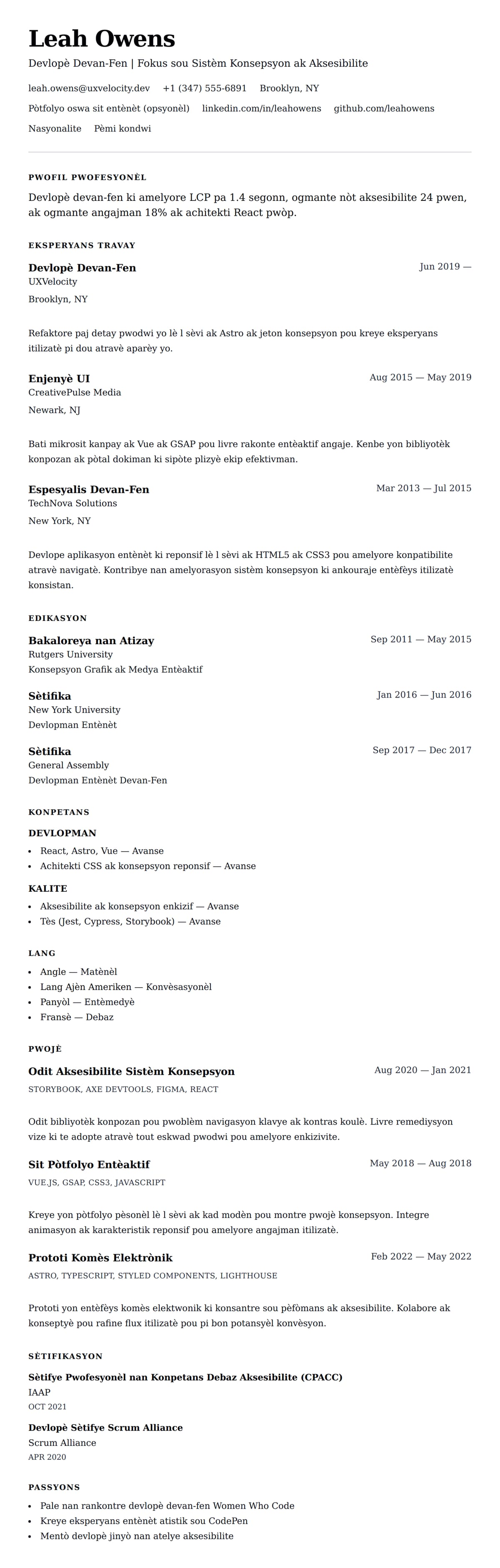 Premye gade rezime pou Egzanp Rezime pou Devlopè Devan-Fen