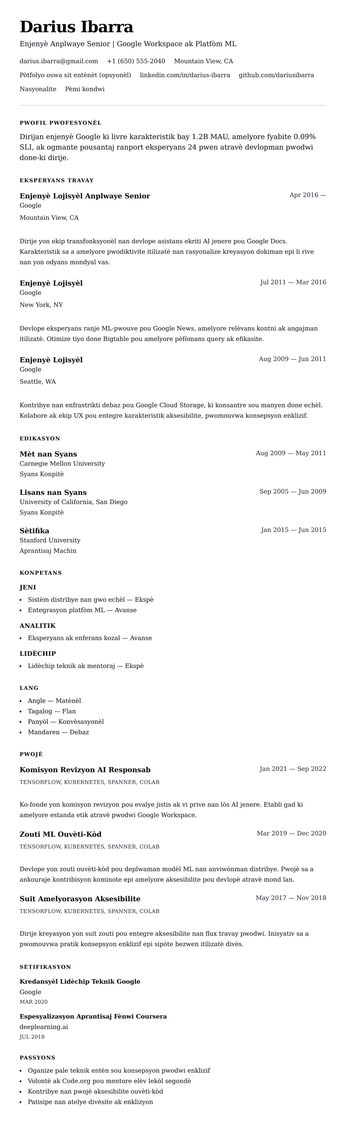 Premye gade rezime pou Egzanp Rezime Google