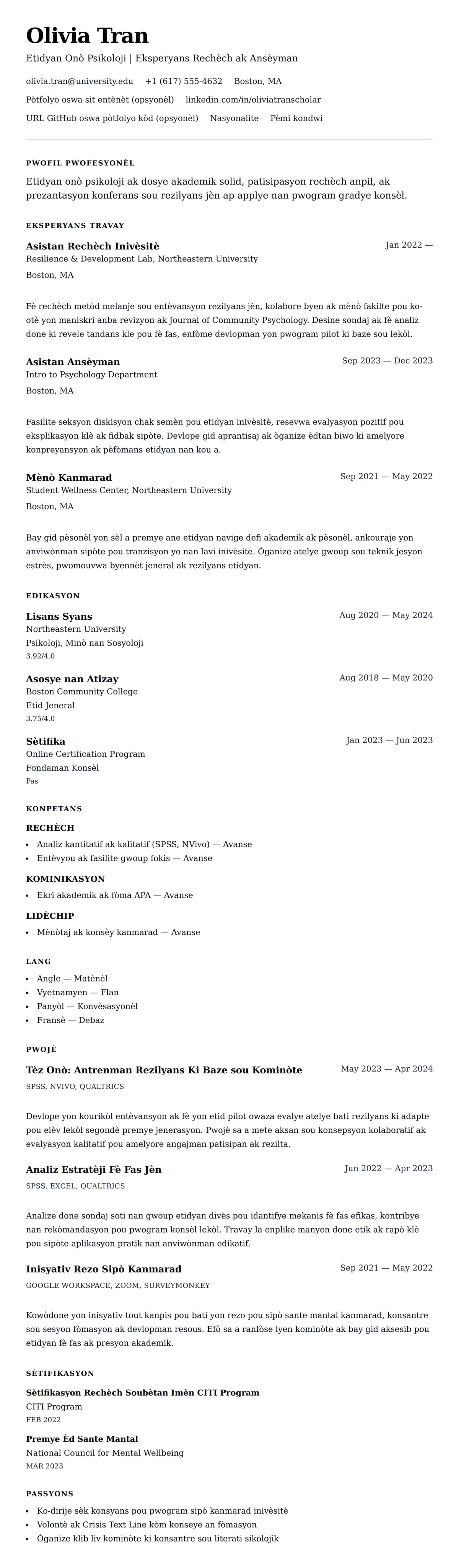 Premye gade rezime pou Egzanp Rezime pou Aplikant Lekòl Gradye