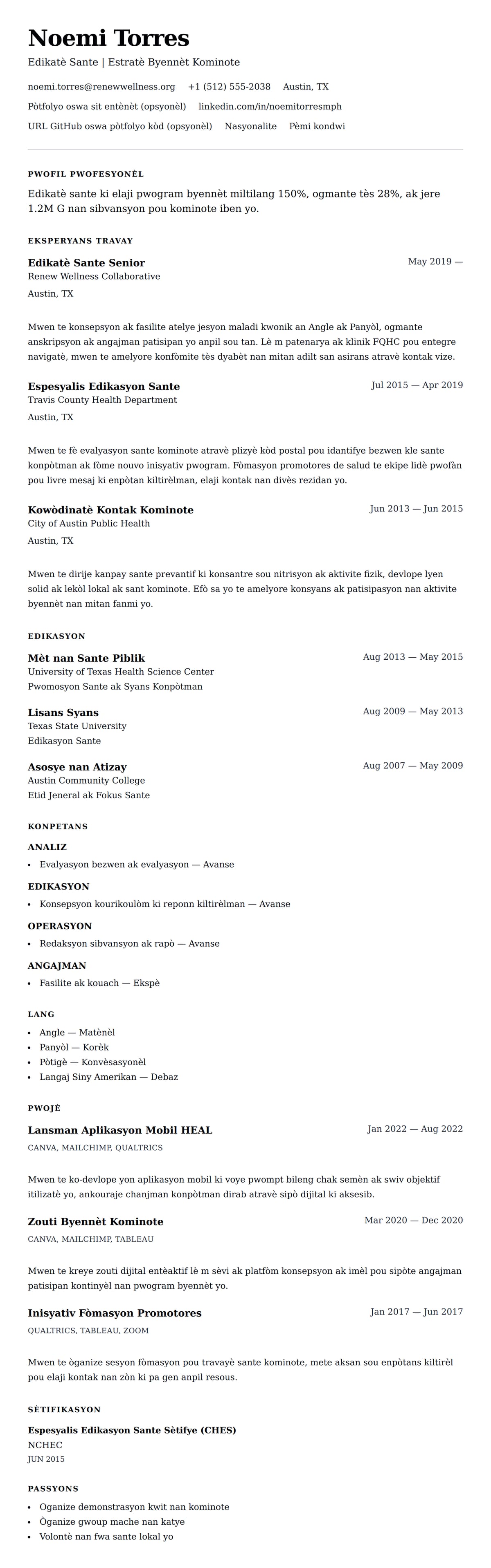 Premye gade rezime pou Egzanp Rezime Edikatè Sante