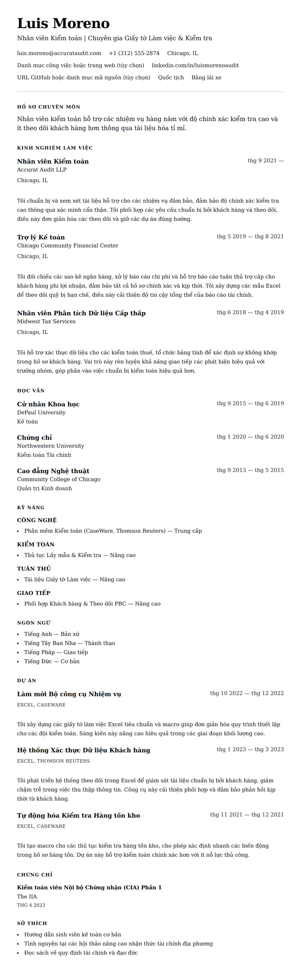 Xem trước CV cho Ví dụ Sơ yếu lý lịch Nhân viên Kiểm toán