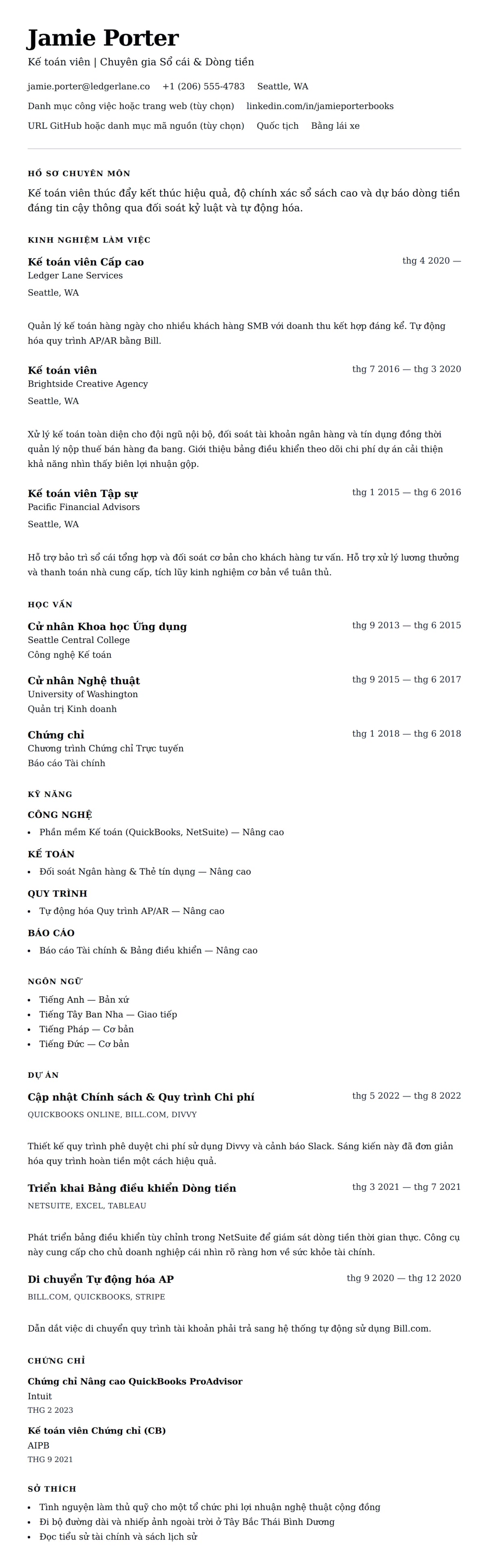 Xem trước CV cho Ví dụ Sơ yếu lý lịch Kế toán viên