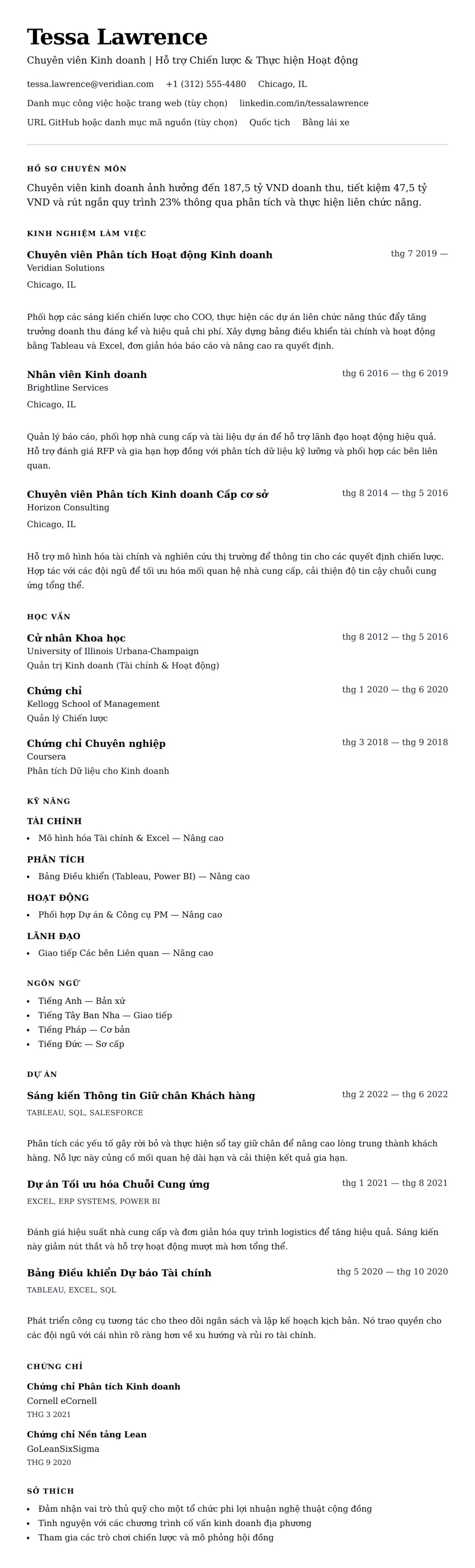 Xem trước CV cho Ví dụ Sơ yếu lý lịch Chuyên viên Kinh doanh