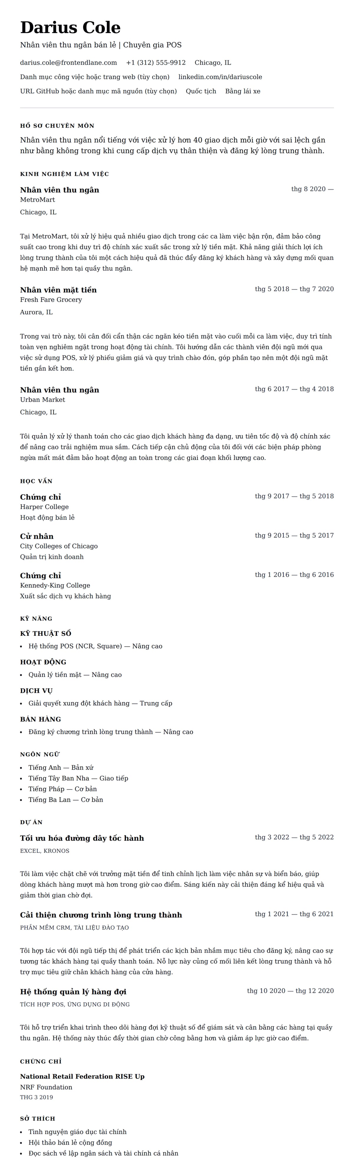 Xem trước CV cho Ví dụ sơ yếu lý lịch nhân viên thu ngân