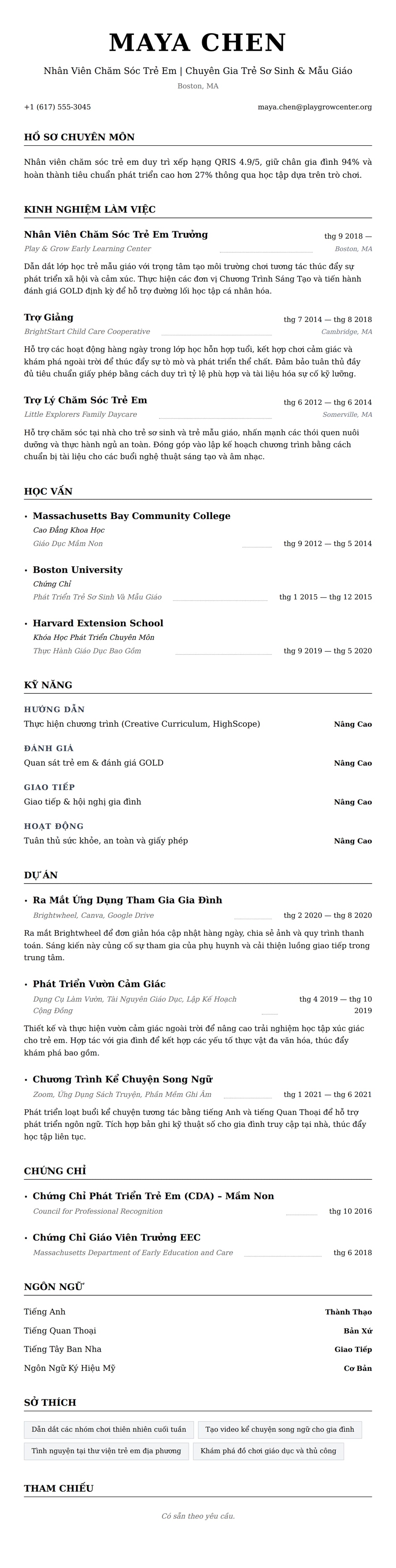 Xem trước CV cho Mẫu Sơ Yếu Lý Lịch Nhân Viên Chăm Sóc Trẻ Em