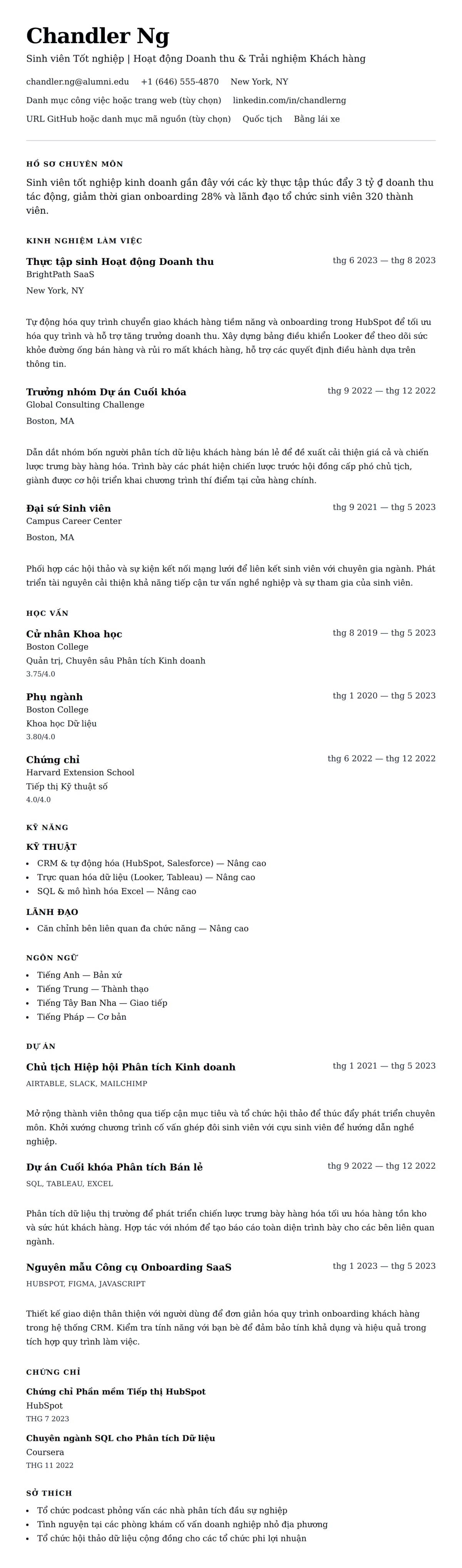 Xem trước CV cho Ví dụ Sơ yếu lý lịch Sinh viên Tốt nghiệp