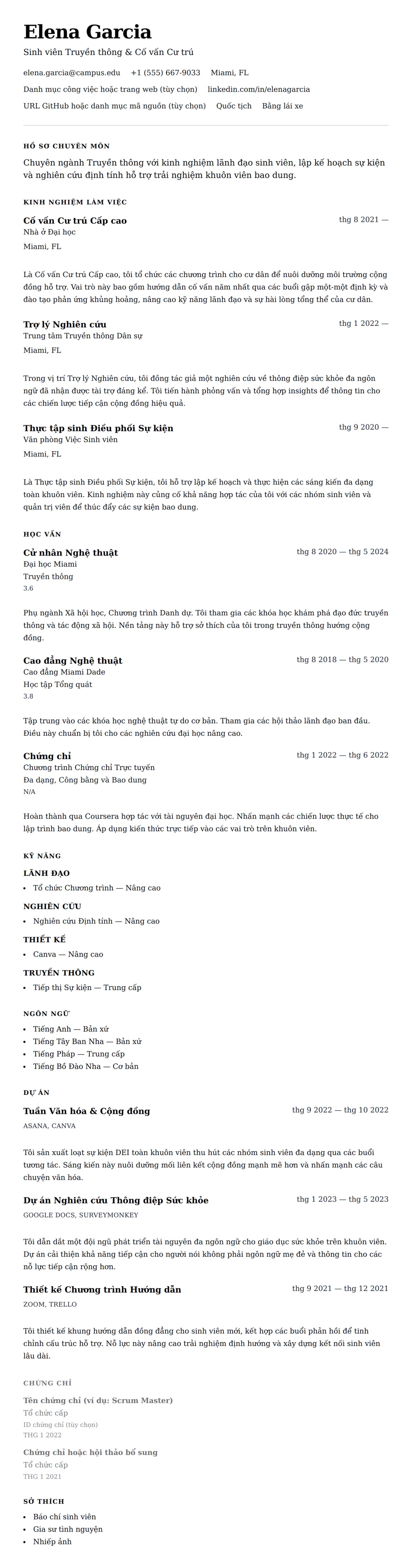 Xem trước CV cho Mẫu Sơ yếu lý lịch Sinh viên Đại học