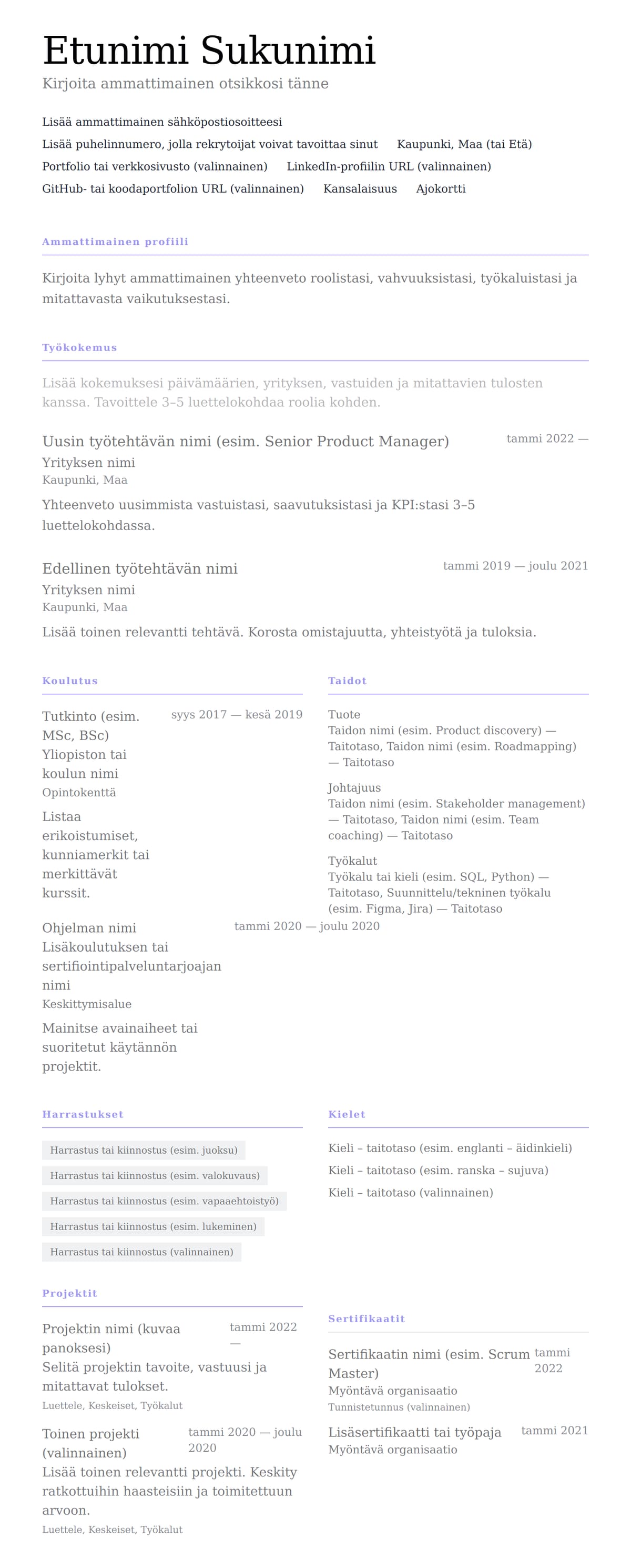 Minimalistinen preview