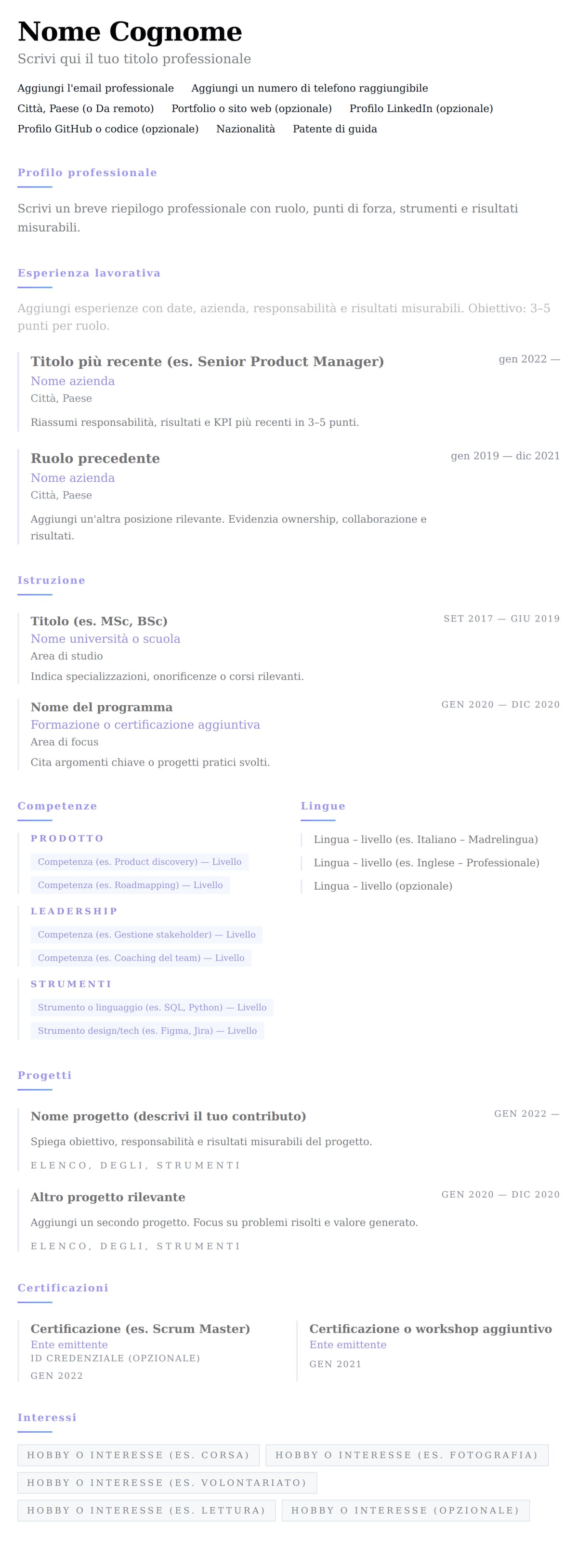 Intestazione preview