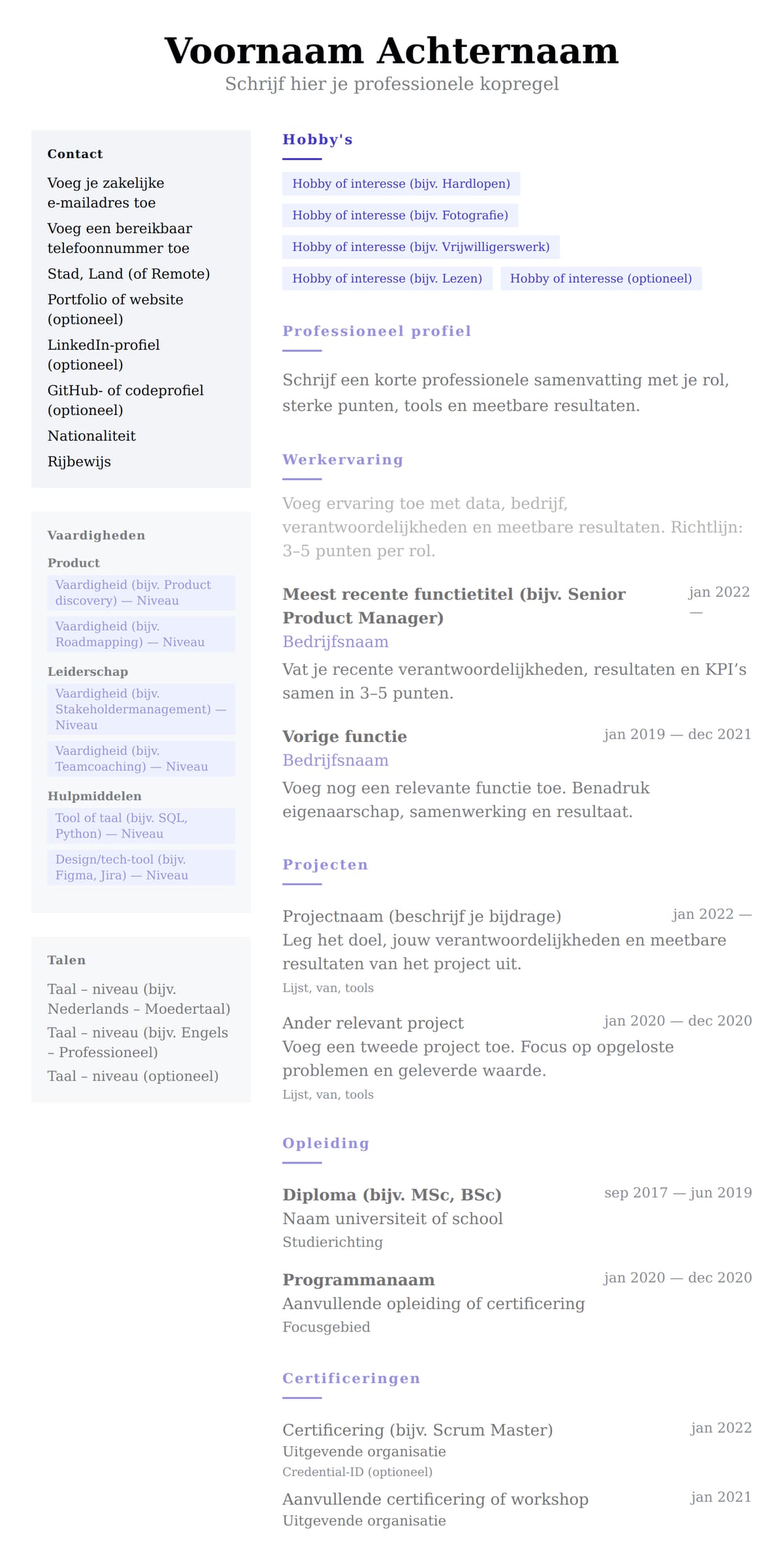 Twee kolommen preview