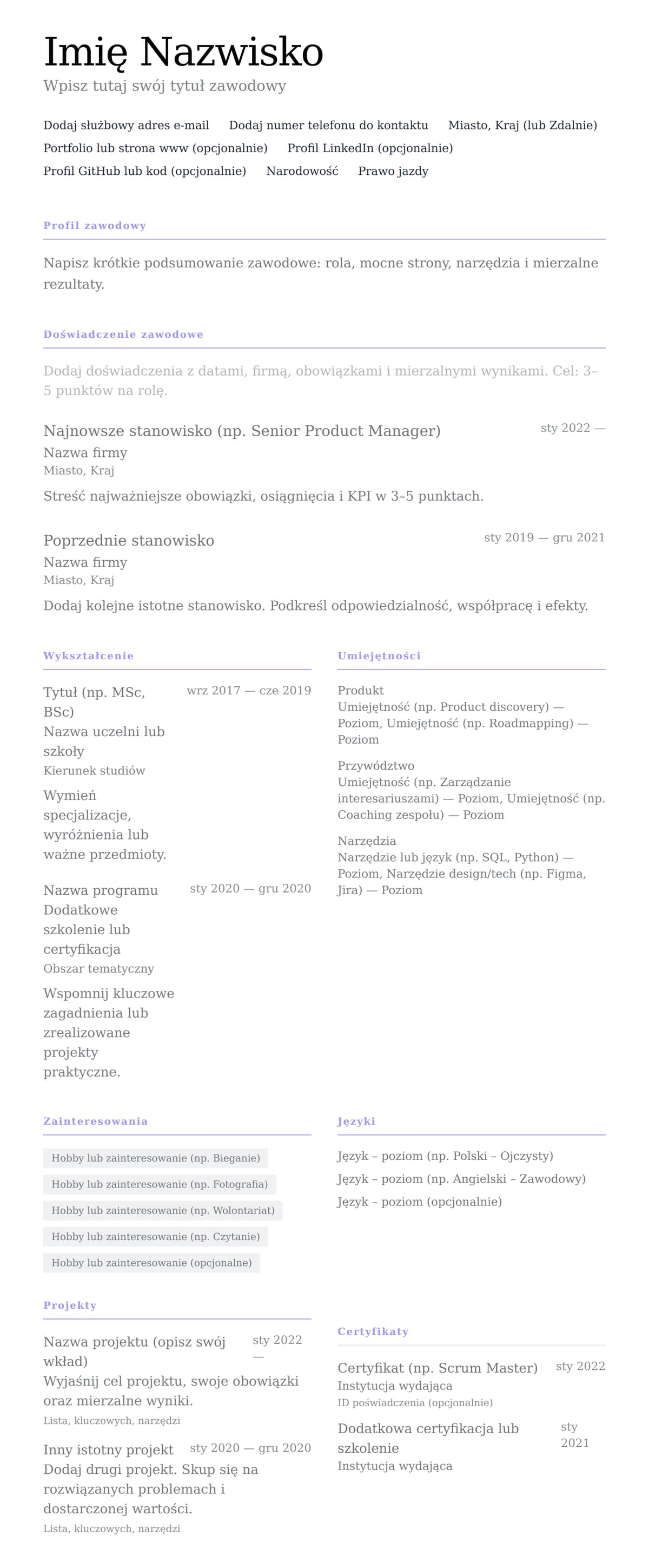 Minimalistyczny preview