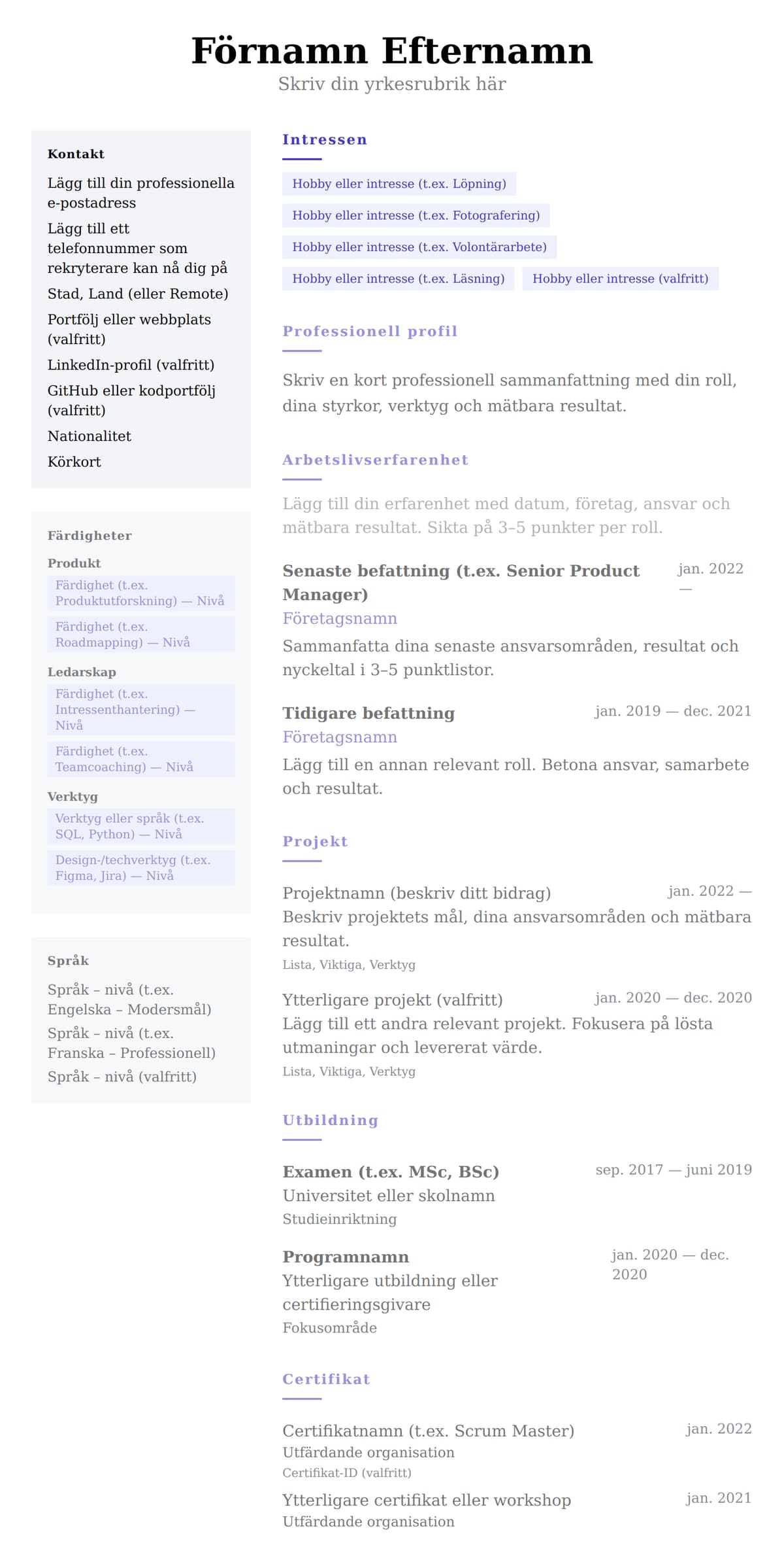 Två kolumner preview